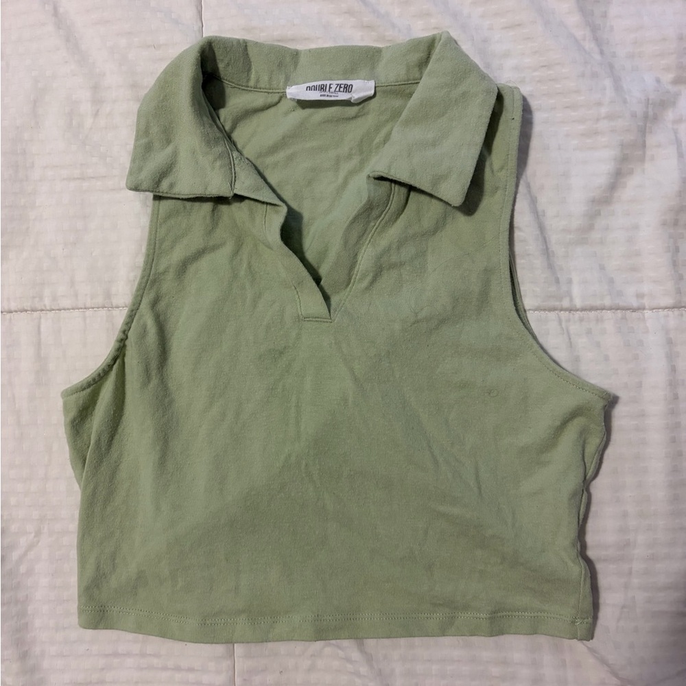 Double Zero Sage Green Crop Top